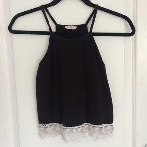 black tank with white lace